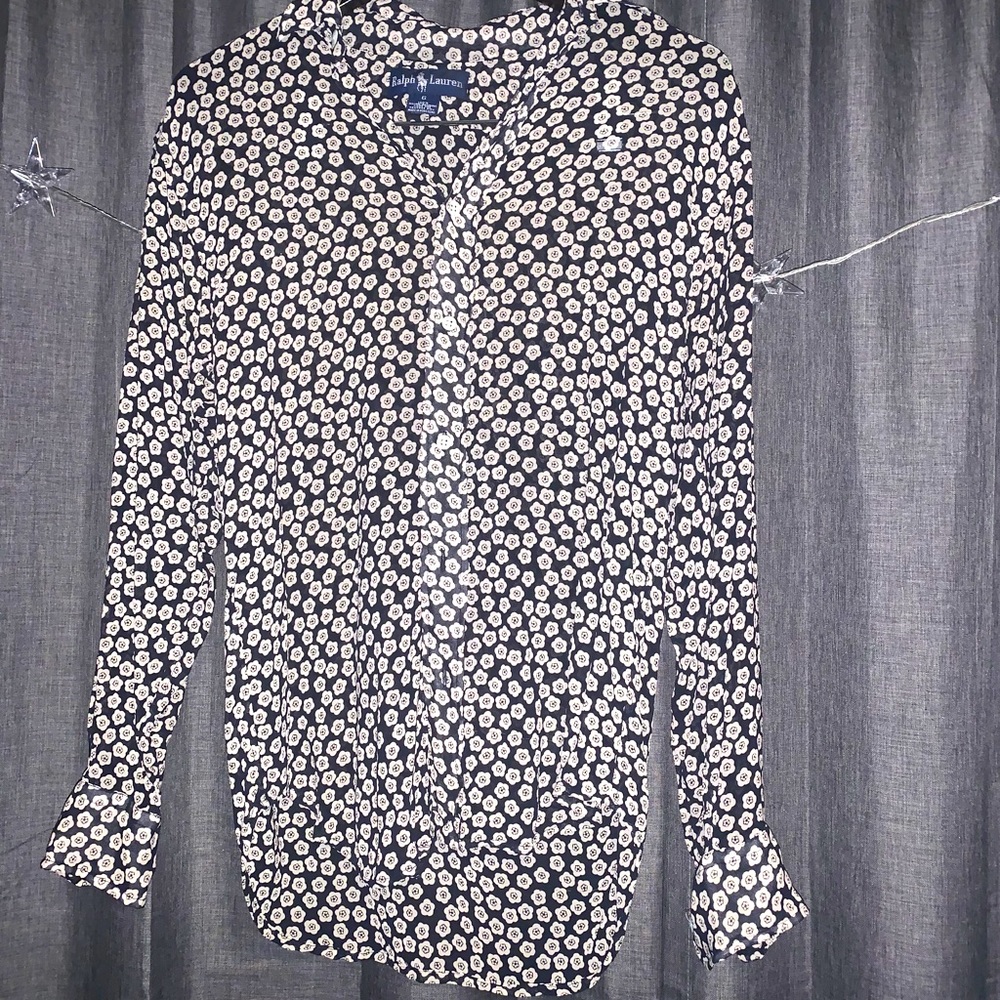 Sheer floral print blouse